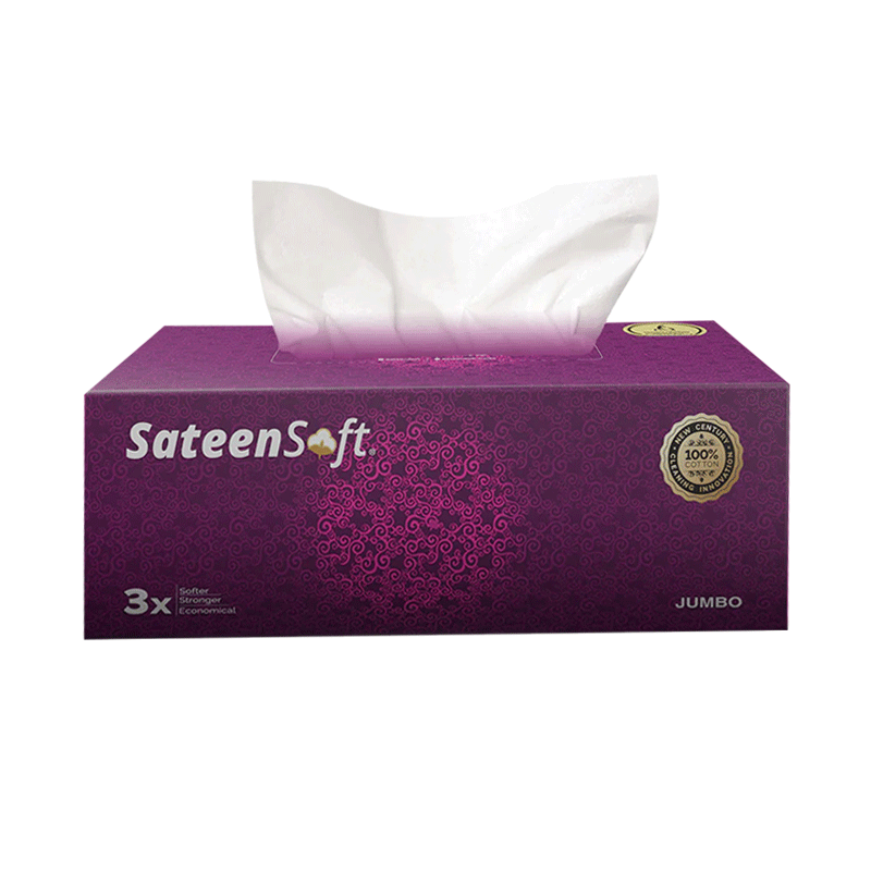 SATEENSOFT TISSUE BOX JUMBO PURPLE 125`S