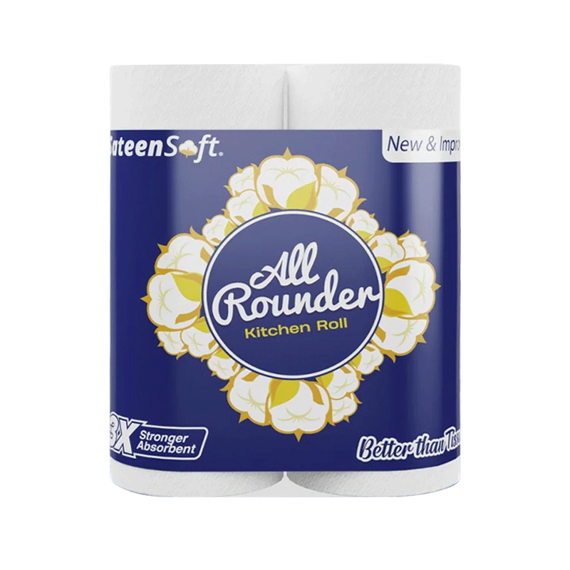 SATEENSOFT TISSUE ALL ROUNDER KITCHEN ROLL LARGE TWIN PACK