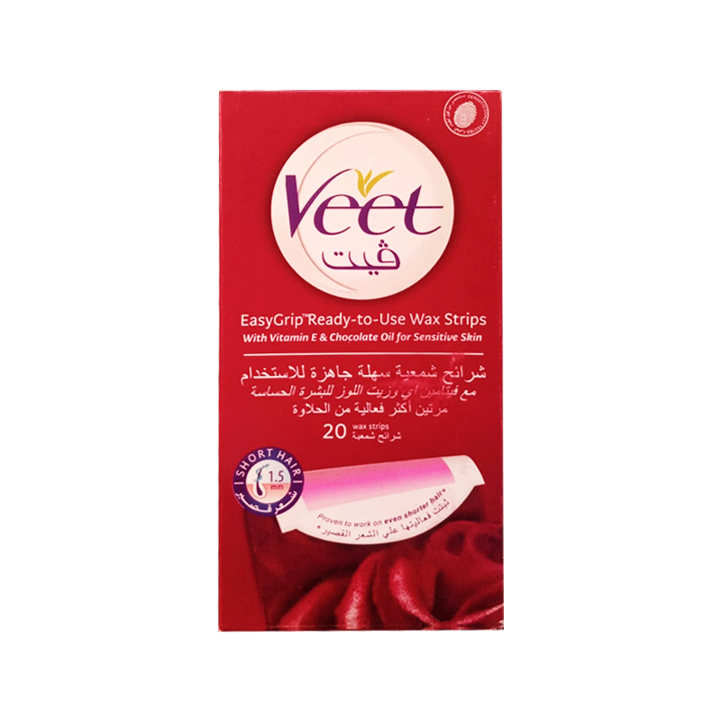 VEET BODY WAX STRIP VITAMIN E & CHOCOLATE OIL FOR SENSITIVE SKIN 20'S