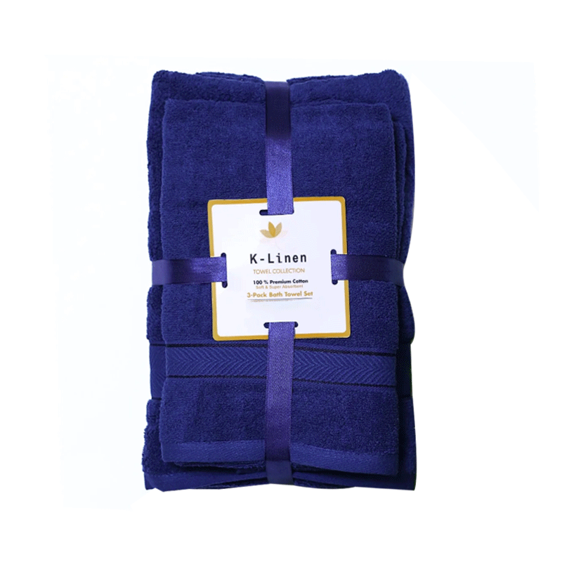K-LINEN 3PACK BATH TOWEL SET NAVY BLUE
