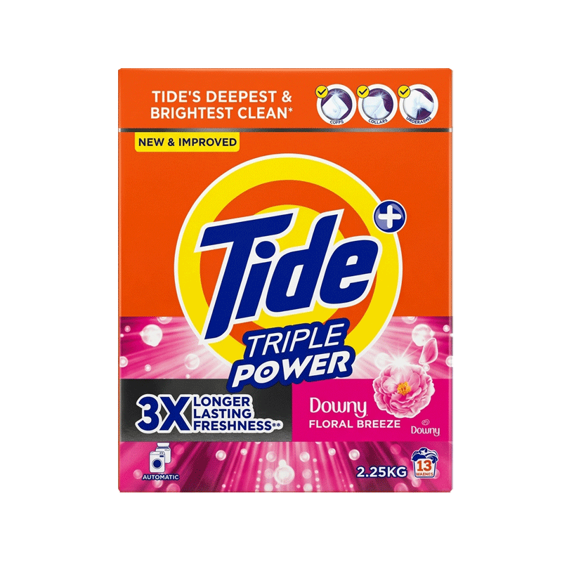 TIDE TRIPLE POWER DETERGENT DOWNY FLORAL BREEZE 2.25KG AUTOMATIC