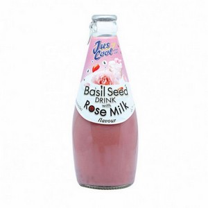 JUST COOL BASIL SEED DRINK ROSE WITH MILK 290ML
